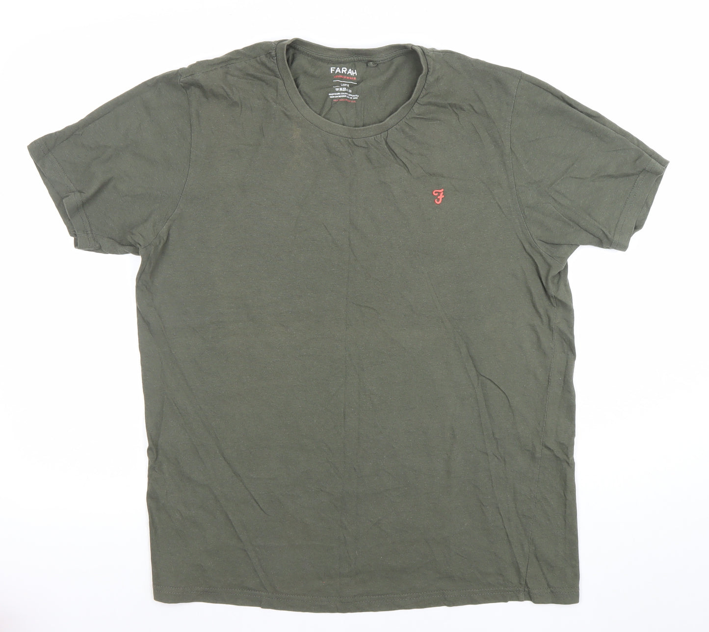 Farah Men's Green Cotton Crew Neck Short Sleeve T-Shirt Size L