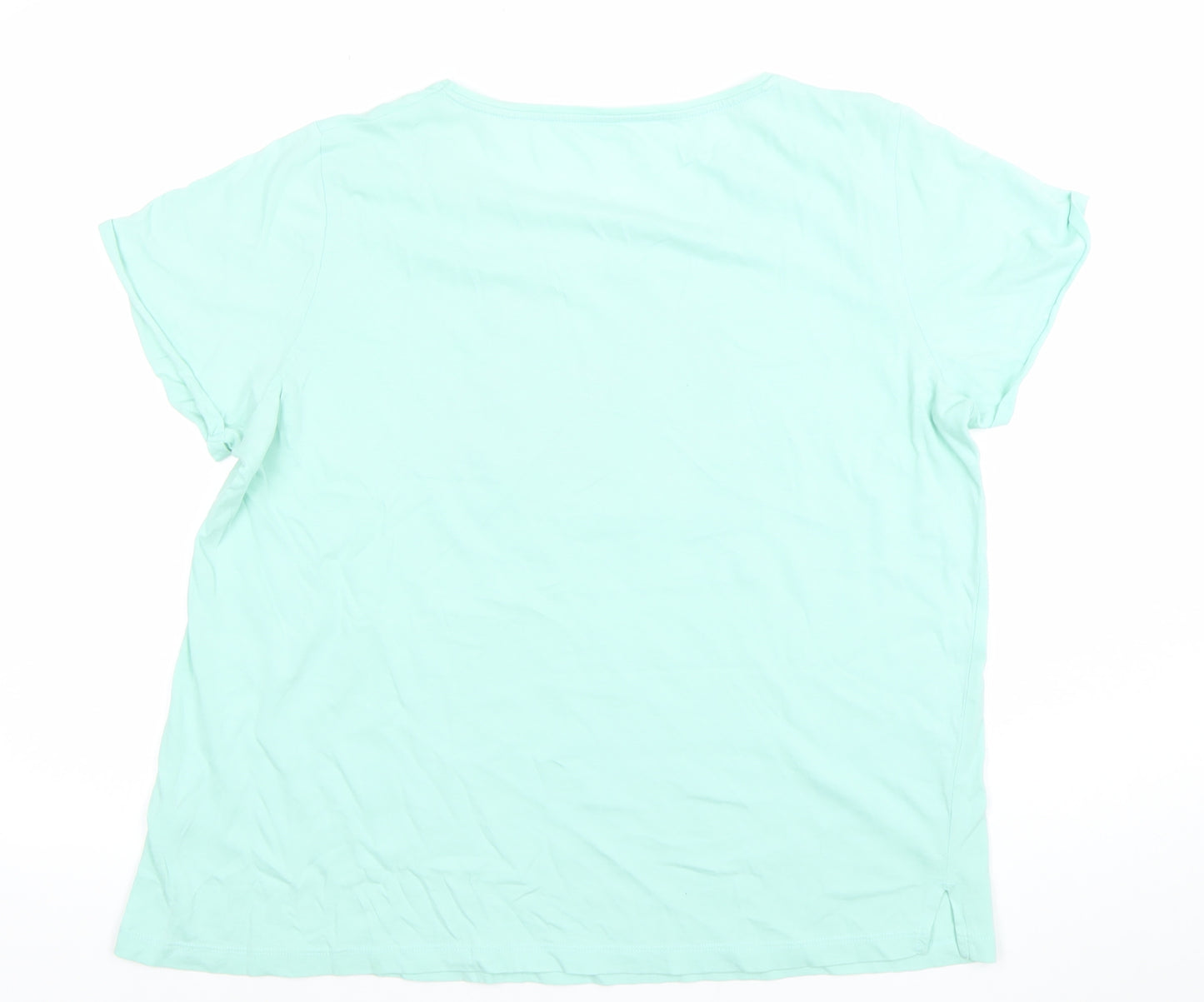 TEX Womens Mint Green Graphic T-Shirt XXL Cotton Casual Top