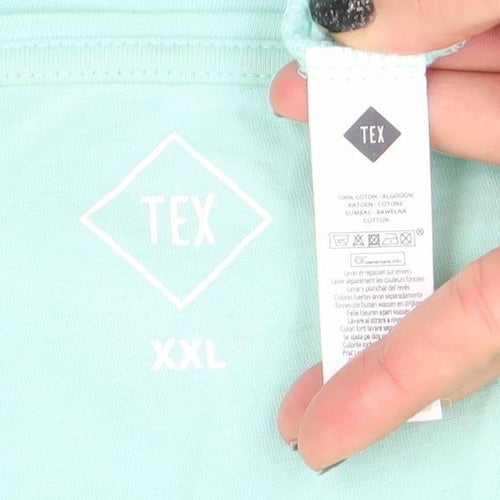 TEX Womens Mint Green Graphic T-Shirt XXL Cotton Casual Top
