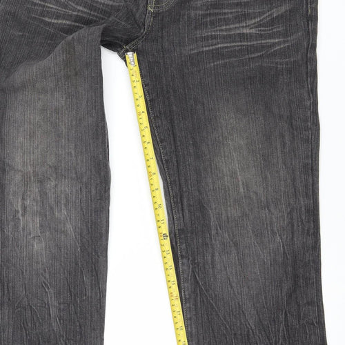 Dunnes Men's Black Denim Jeans Size 36W 32L Straight Fit Cotton