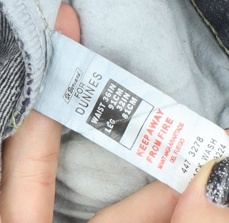 Dunnes Men's Black Denim Jeans Size 36W 32L Straight Fit Cotton