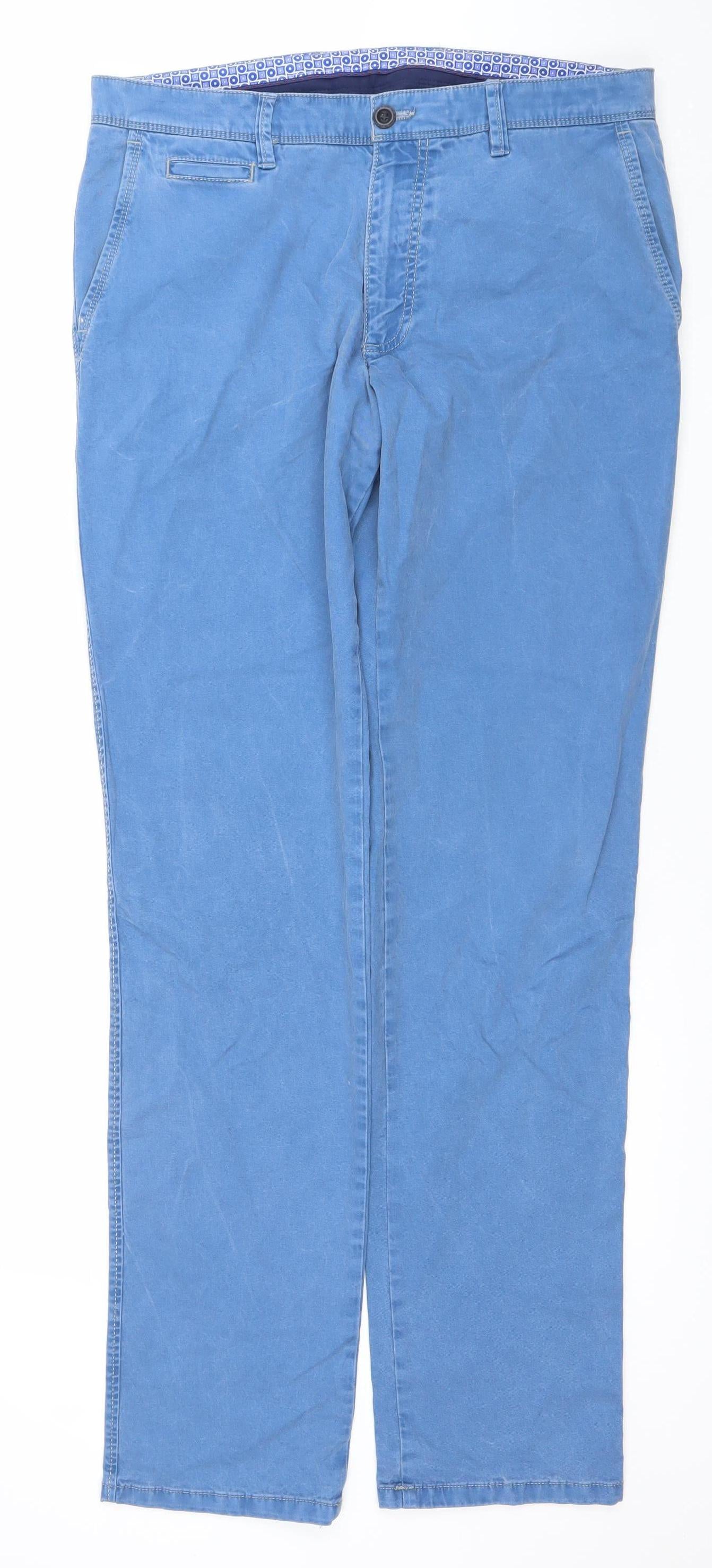 Bugatti Men's Blue Cotton Stretch Chino Trousers 34x34 Regular Fit