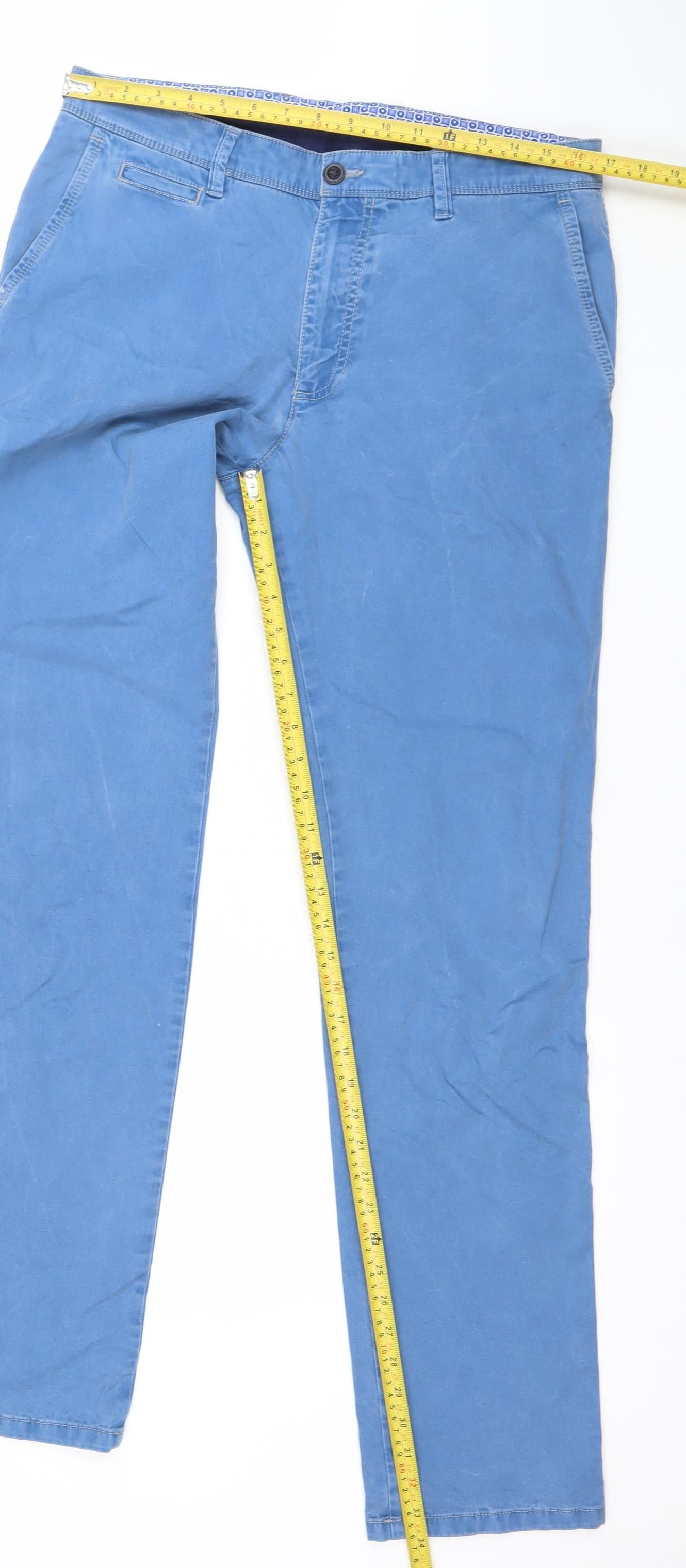 Bugatti Men's Blue Cotton Stretch Chino Trousers 34x34 Regular Fit