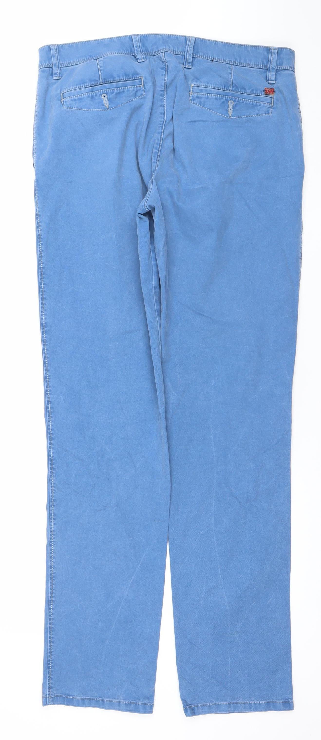 Bugatti Men's Blue Cotton Stretch Chino Trousers 34x34 Regular Fit