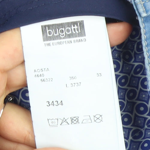Bugatti Men's Blue Cotton Stretch Chino Trousers 34x34 Regular Fit