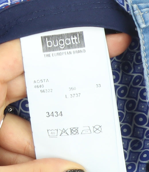 Bugatti Men's Blue Cotton Stretch Chino Trousers 34x34 Regular Fit