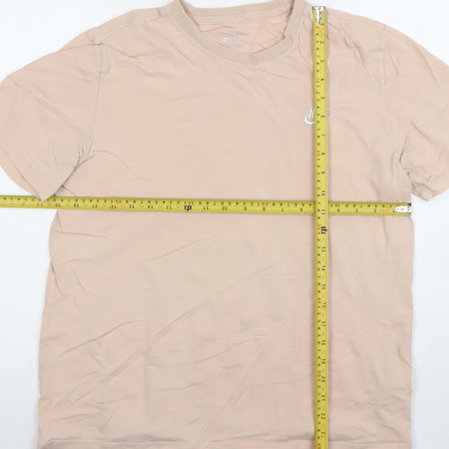 Nike Women Beige Basic T-Shirt Medium Short Sleeve Cotton
