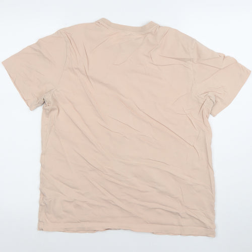 Nike Women Beige Basic T-Shirt Medium Short Sleeve Cotton