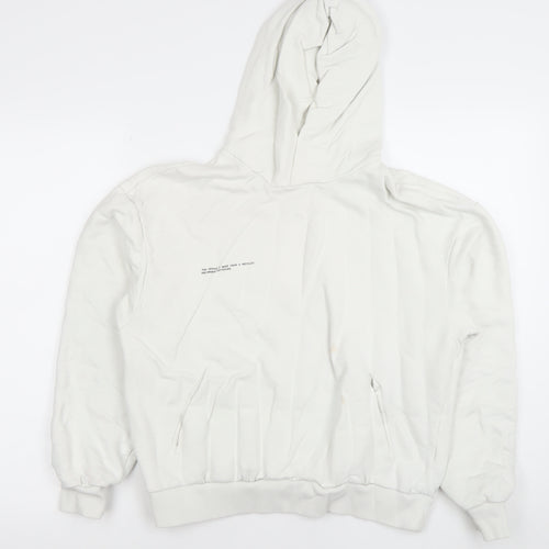 Pangaia Women White Organic Cotton Pullover Hoodie Size M