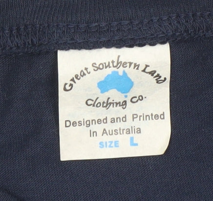 Great Southern Land Men's Blue Funny Graphic Cotton T-Shirt Size L
