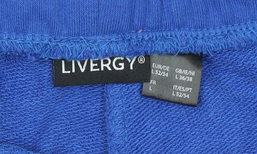 Livergy Men's Blue Sweat Shorts L 36in Elastic Waist Casual Sportswear