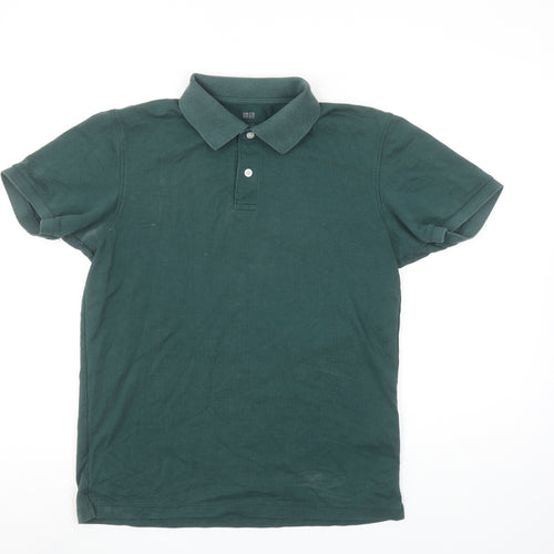 Uniqlo Men's Green Cotton Blend Short Sleeve Polo Shirt Size S