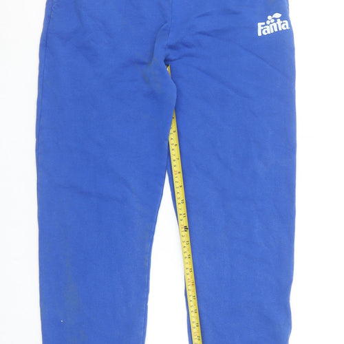 ZARA Women Blue Fanta Logo Jogger Sweatpants Size M Cotton Blend