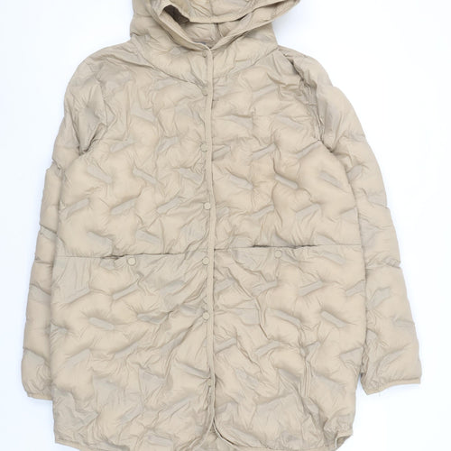 Beloved Women Beige Long Puffer Jacket Hooded Size 10