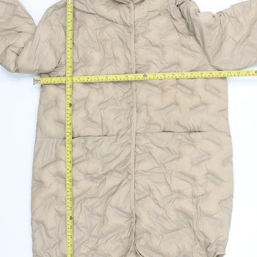 Beloved Women Beige Long Puffer Jacket Hooded Size 10