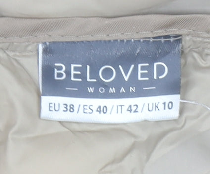 Beloved Women Beige Long Puffer Jacket Hooded Size 10