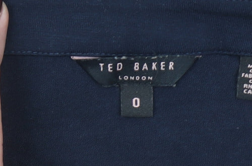 Ted Baker Women's Blue V-Neck Long Sleeve Tunic Blouse XS