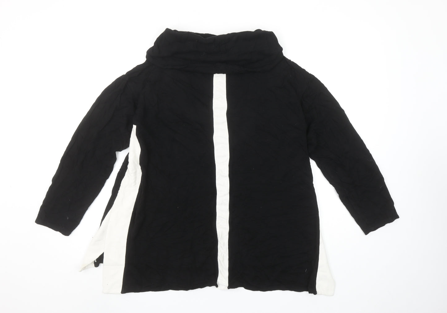 Chico's Zenergy Women's Black Tunic Top Size 12 Long Sleeve Cowl Neck