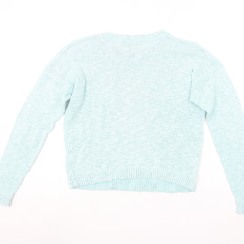 New Look Women Blue Floral Embroidered Knit Jumper Size 12