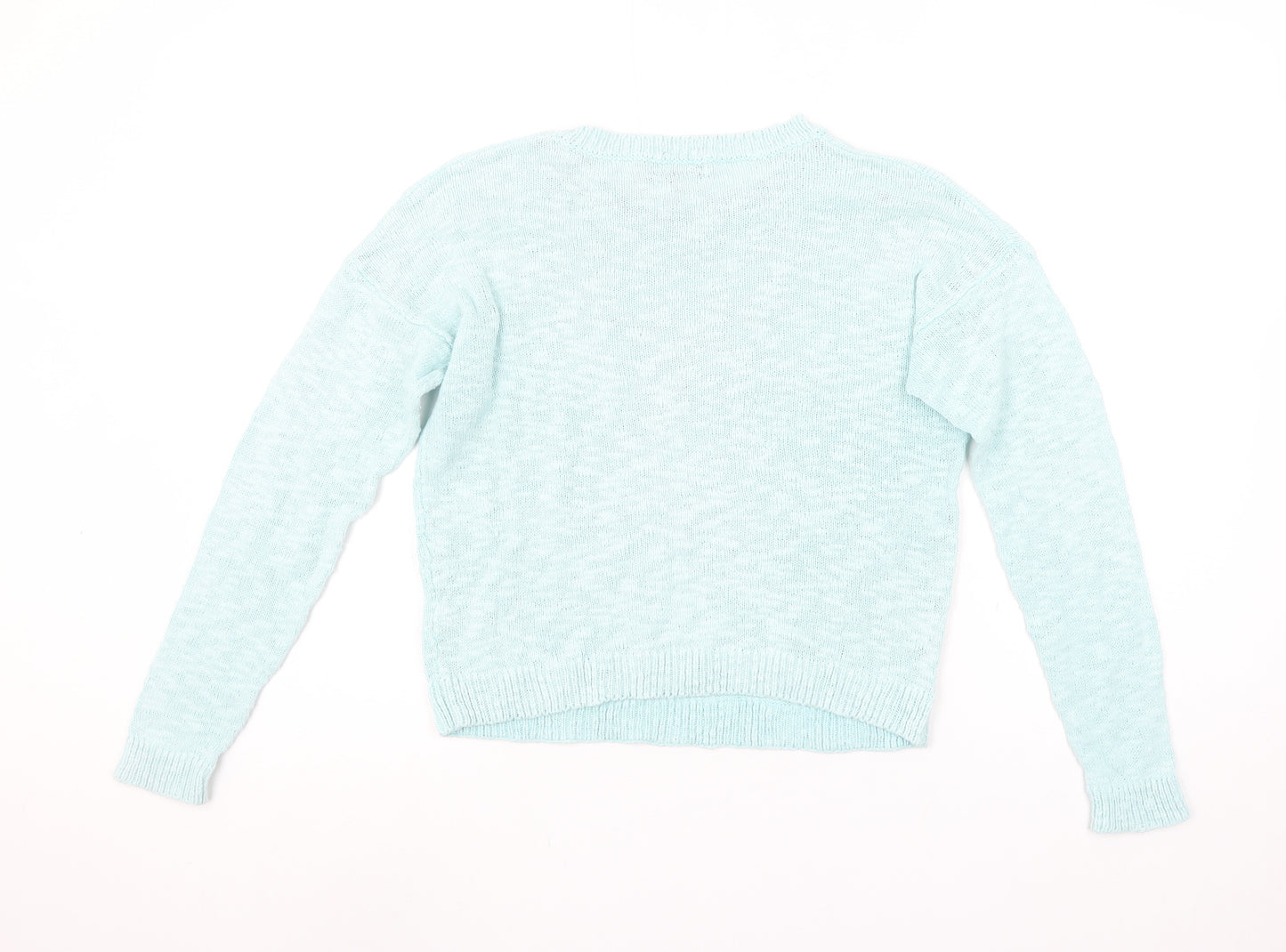 New Look Women Blue Floral Embroidered Knit Jumper Size 12