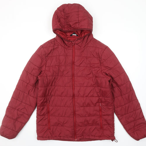 Freedom Trail Men's Red Puffer Hooded Jacket Size S Winter Casual