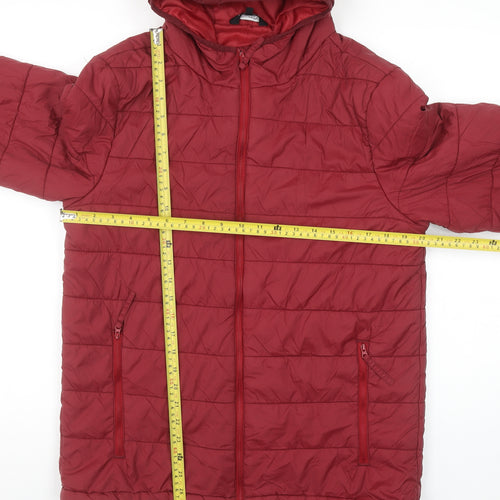 Freedom Trail Men's Red Puffer Hooded Jacket Size S Winter Casual