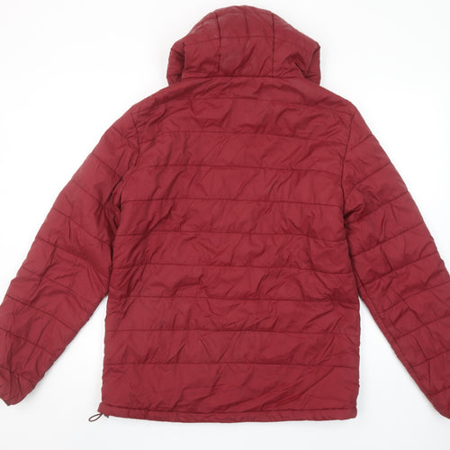 Freedom Trail Men's Red Puffer Hooded Jacket Size S Winter Casual