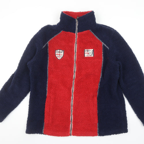 bpc Bonprix Women’s Red Blue Fleece Jacket Size 16 Zip Outdoor Casual