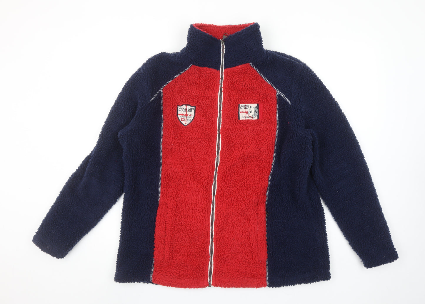 bpc Bonprix Women’s Red Blue Fleece Jacket Size 16 Zip Outdoor Casual