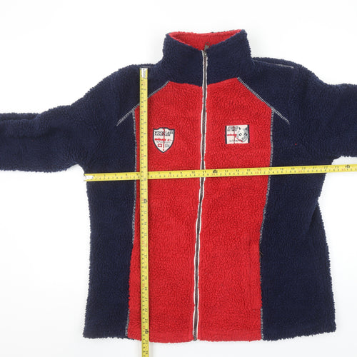 bpc Bonprix Women’s Red Blue Fleece Jacket Size 16 Zip Outdoor Casual