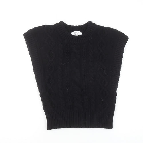 & Other Stories Women Black Wool Cable Knit Sleeveless Vest S