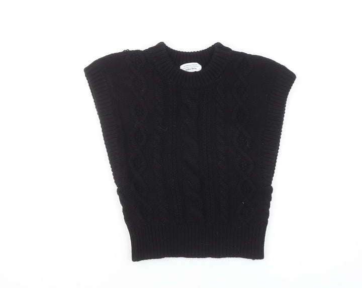 & Other Stories Women Black Wool Cable Knit Sleeveless Vest S