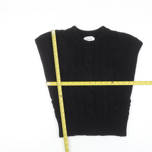 & Other Stories Women Black Wool Cable Knit Sleeveless Vest S