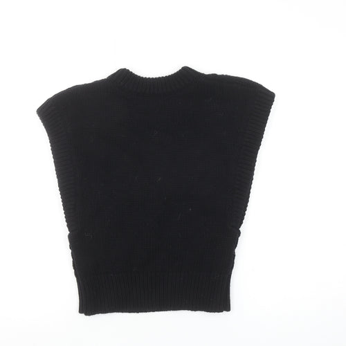 & Other Stories Women Black Wool Cable Knit Sleeveless Vest S
