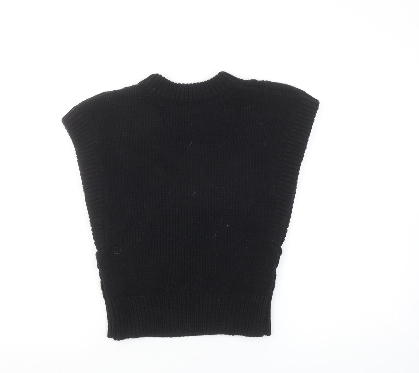 & Other Stories Women Black Wool Cable Knit Sleeveless Vest S