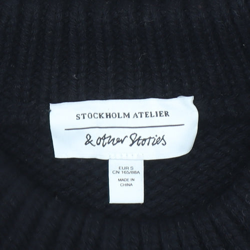 & Other Stories Women Black Wool Cable Knit Sleeveless Vest S
