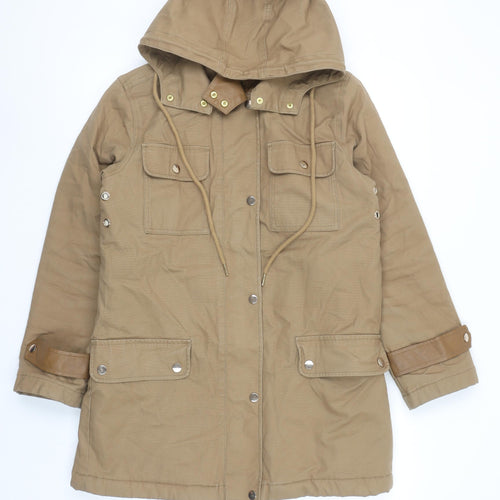 Next Women’s Beige Hooded Parka Coat Size 8 Shower Resistant