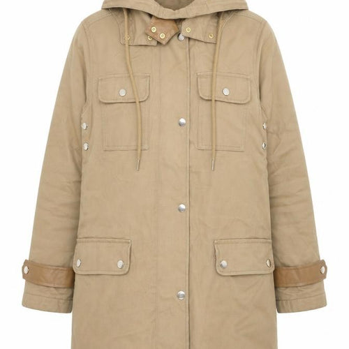 Next Women’s Beige Hooded Parka Coat Size 8 Shower Resistant