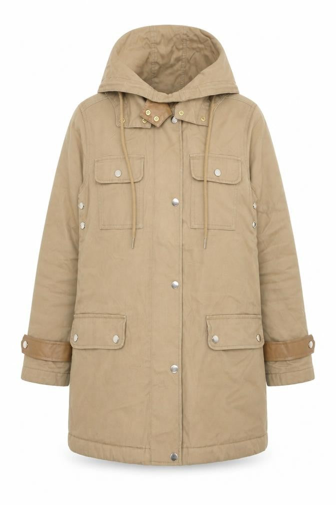 Next Women’s Beige Hooded Parka Coat Size 8 Shower Resistant