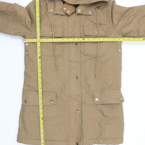 Next Women’s Beige Hooded Parka Coat Size 8 Shower Resistant