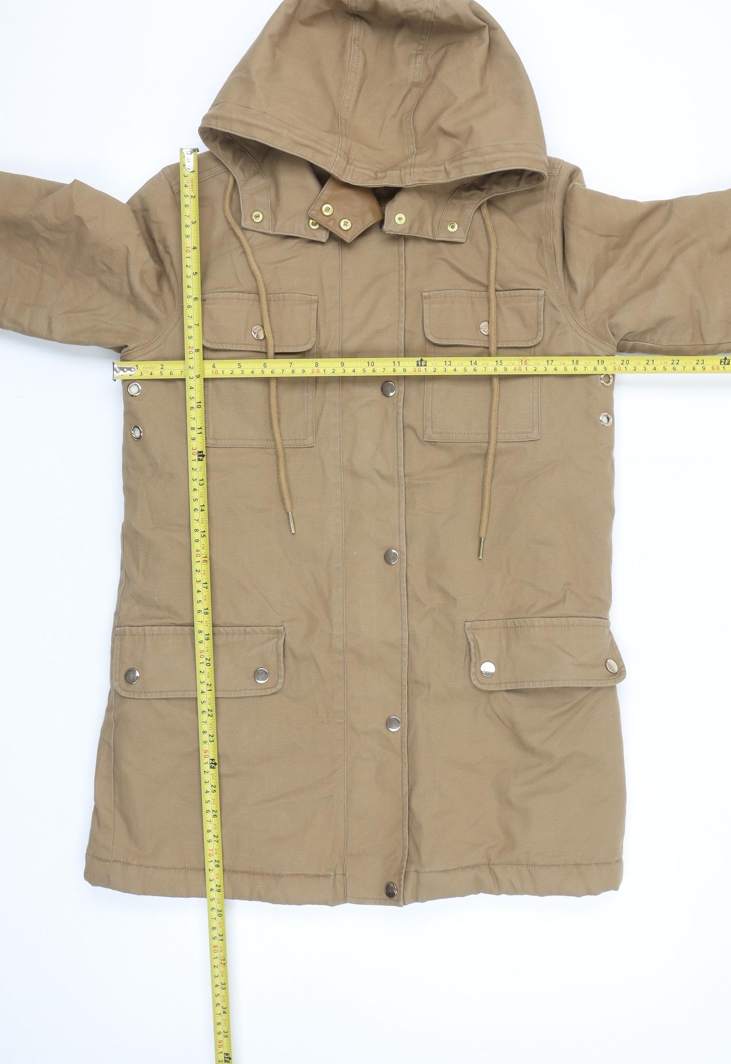 Next Women’s Beige Hooded Parka Coat Size 8 Shower Resistant