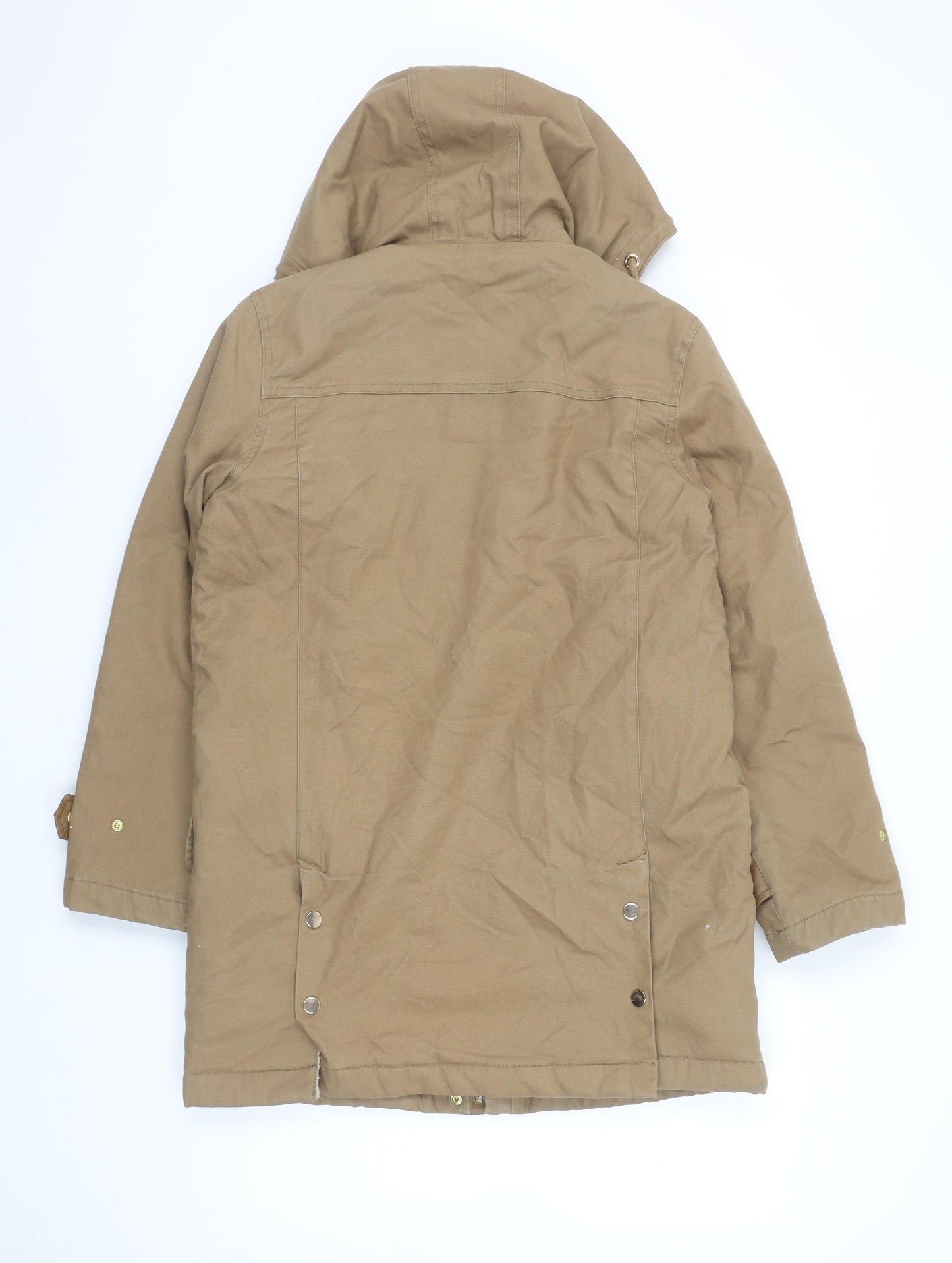Next Women’s Beige Hooded Parka Coat Size 8 Shower Resistant