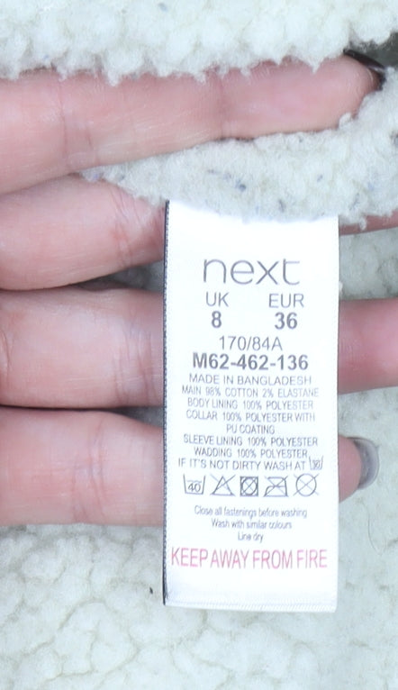 Next Women’s Beige Hooded Parka Coat Size 8 Shower Resistant