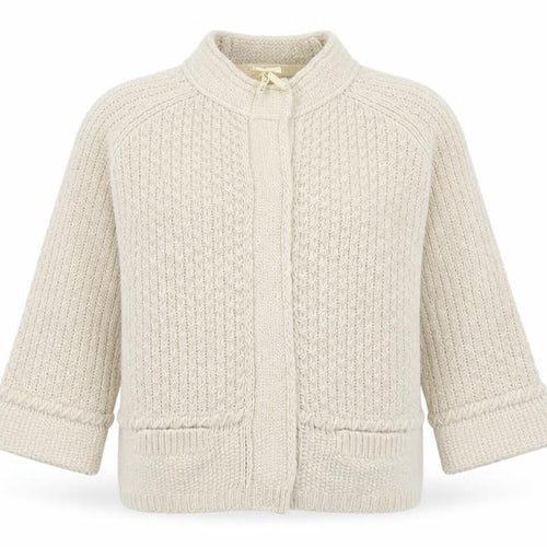 Next Women Beige Chunky-Knit Cardigan Size 10 Wool Alpaca Blend