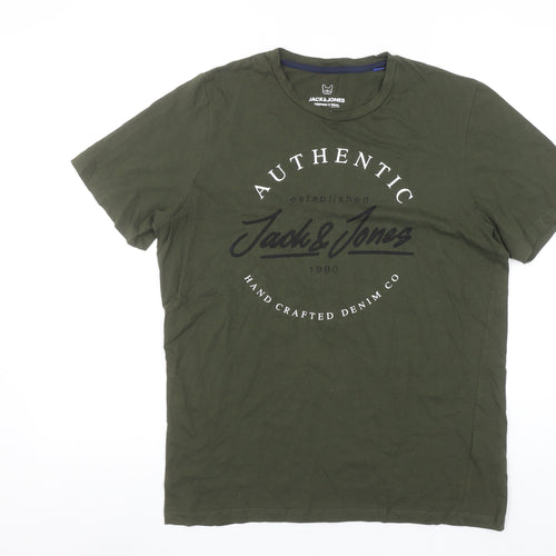 Jack & Jones Boys Green Logo T-Shirt 16 Years Short Sleeve Cotton Top