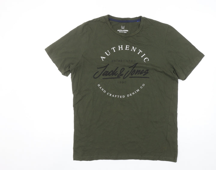Jack & Jones Boys Green Logo T-Shirt 16 Years Short Sleeve Cotton Top