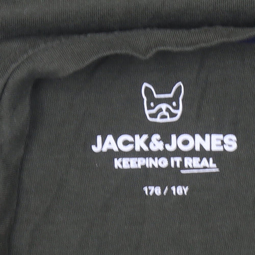 Jack & Jones Boys Green Logo T-Shirt 16 Years Short Sleeve Cotton Top