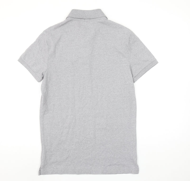 Hollister Men's Grey Slim Fit Epic Flex Short Sleeve Polo Shirt S
