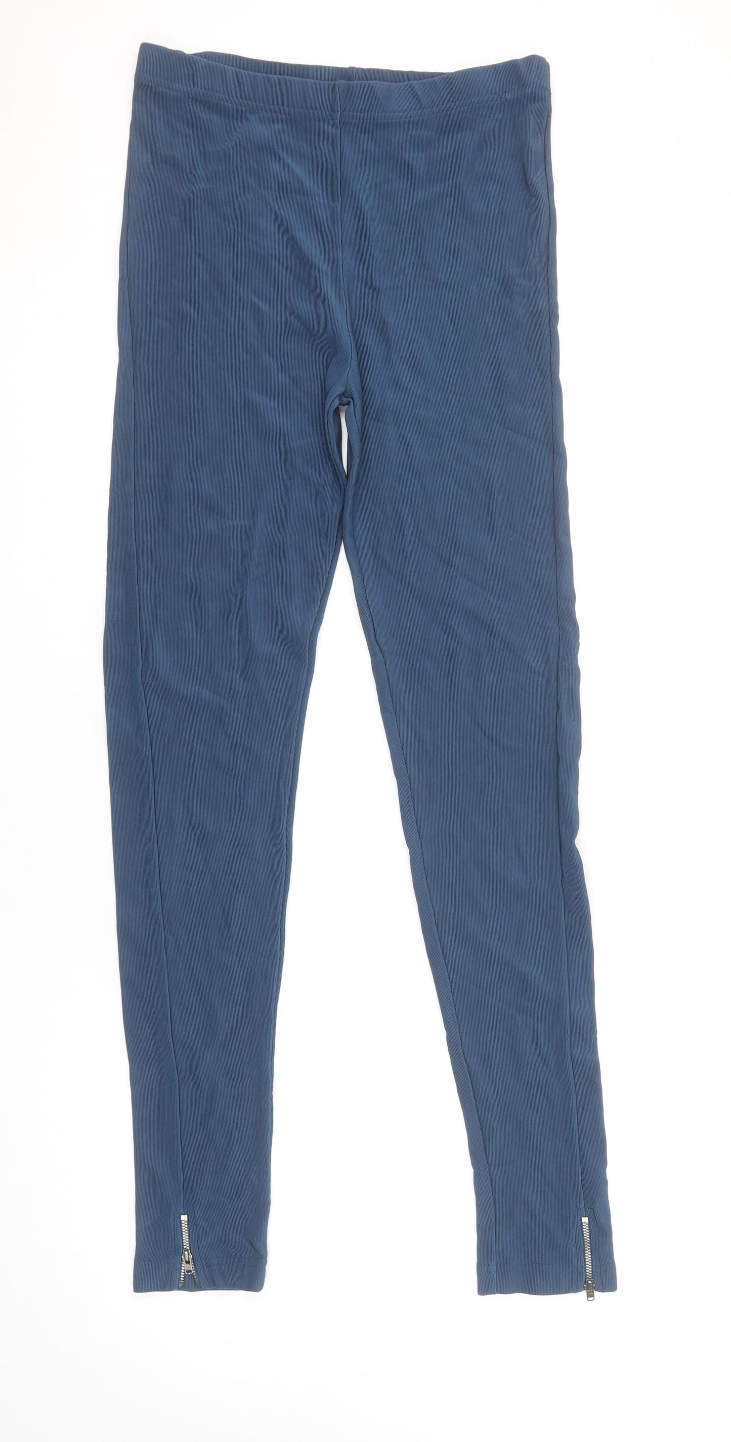 Masai Women Blue Ankle Leggings M Stretch Viscose Blend Zip Detail