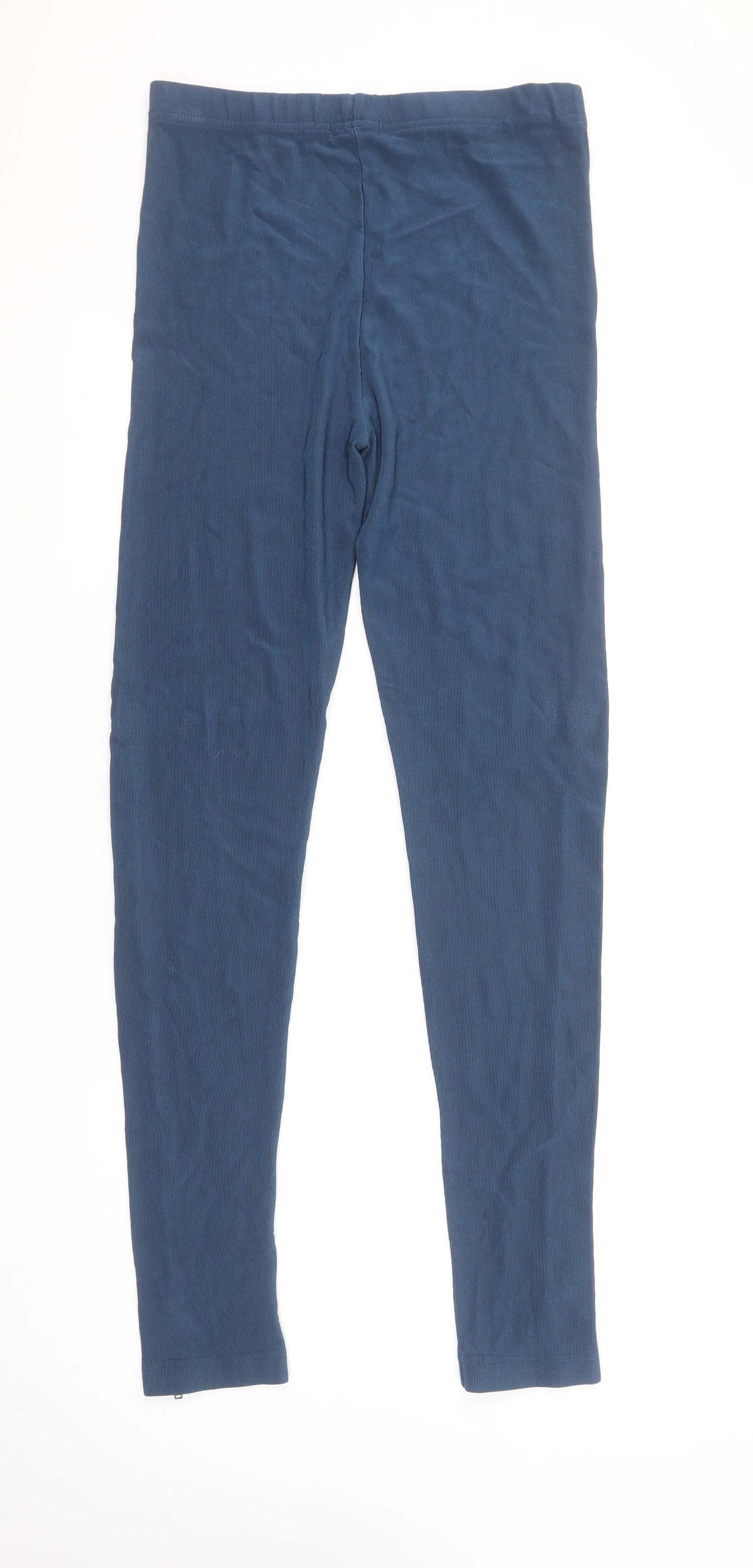 Masai Women Blue Ankle Leggings M Stretch Viscose Blend Zip Detail